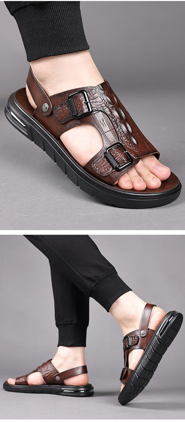 شبشب رجالي للأيام الصيفية بنعل سميك وتصميم جلد التمساح