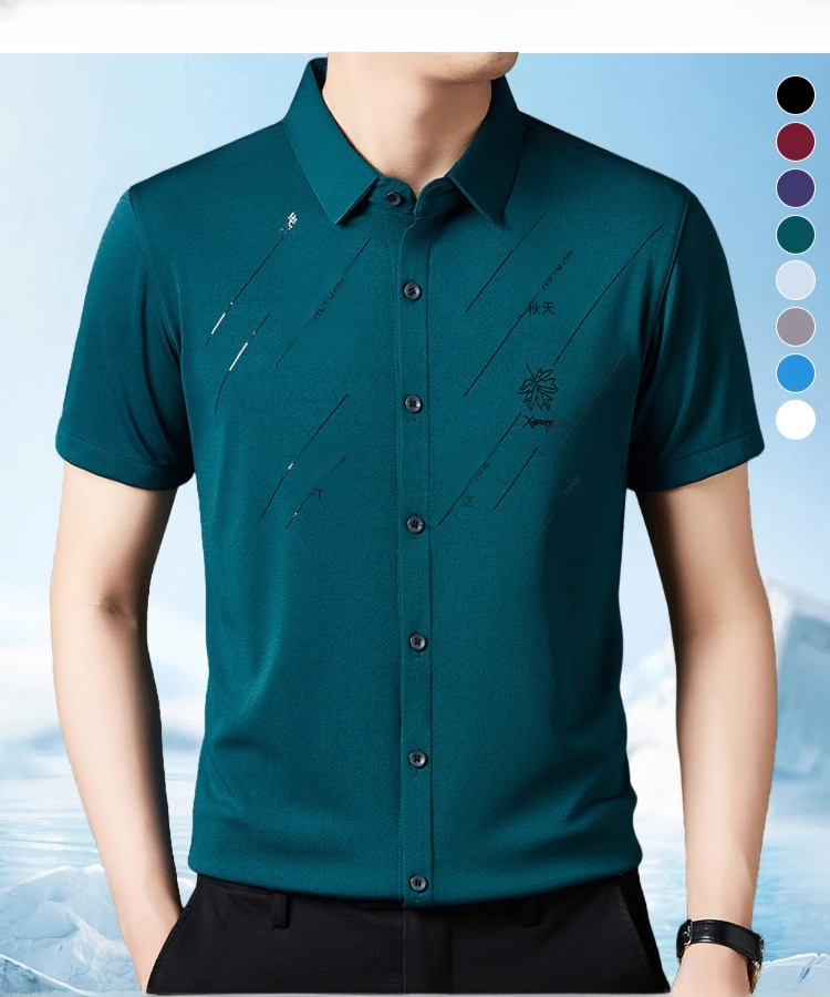 メンズストレッチ速乾半袖ポロシャツ接触冷感