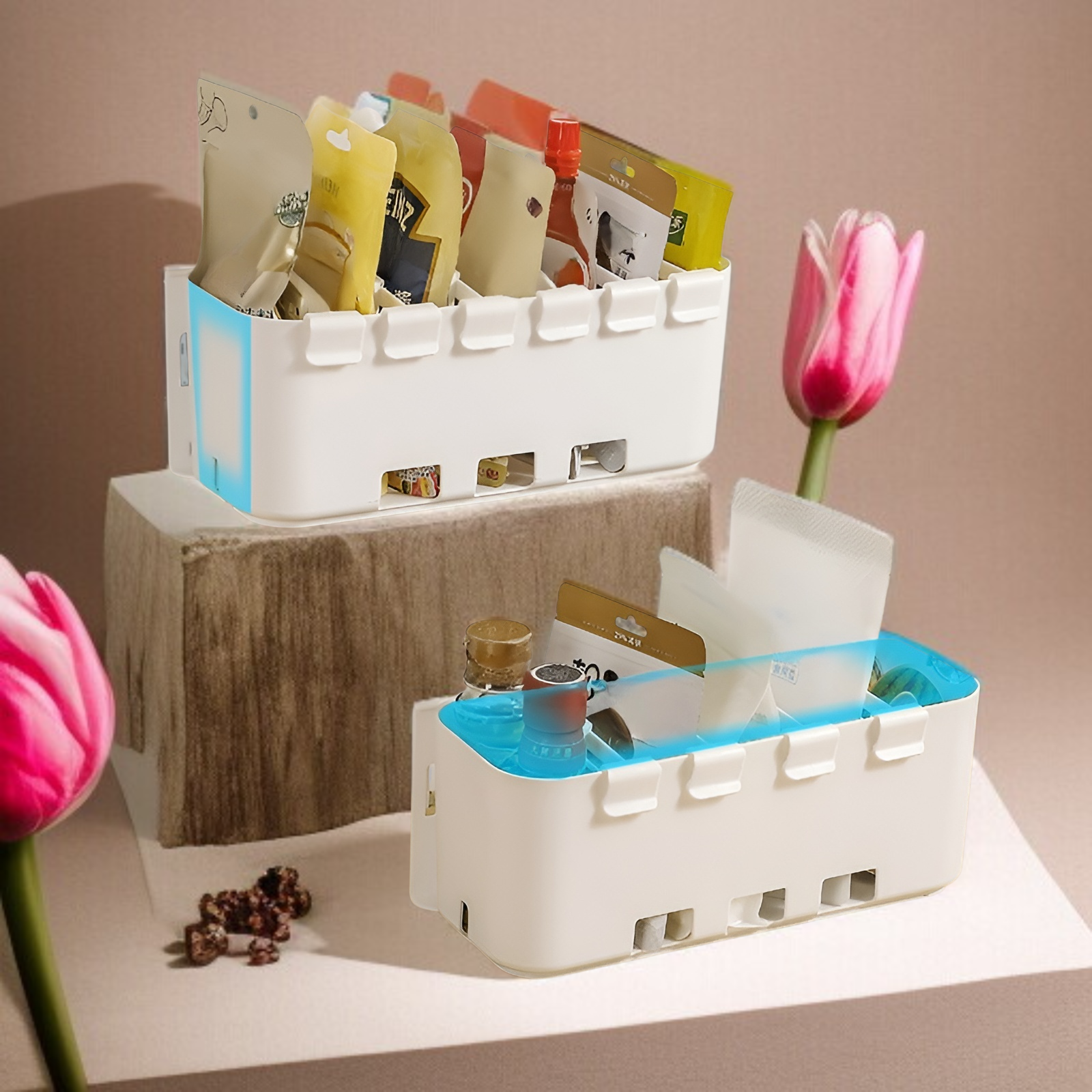 Schubladen-Ausziehschrankgestell mit eingebautem Trennwand-Aufbewahrungskorb, ausziehbarer Schrankse