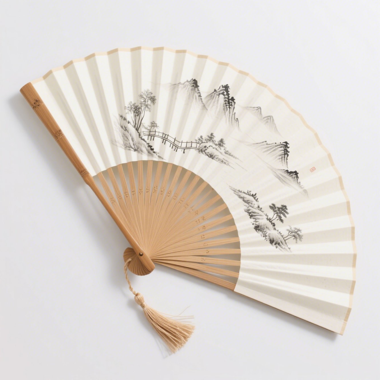 Skládací vějíř s rukojetí z malého červeného santalového dřeva