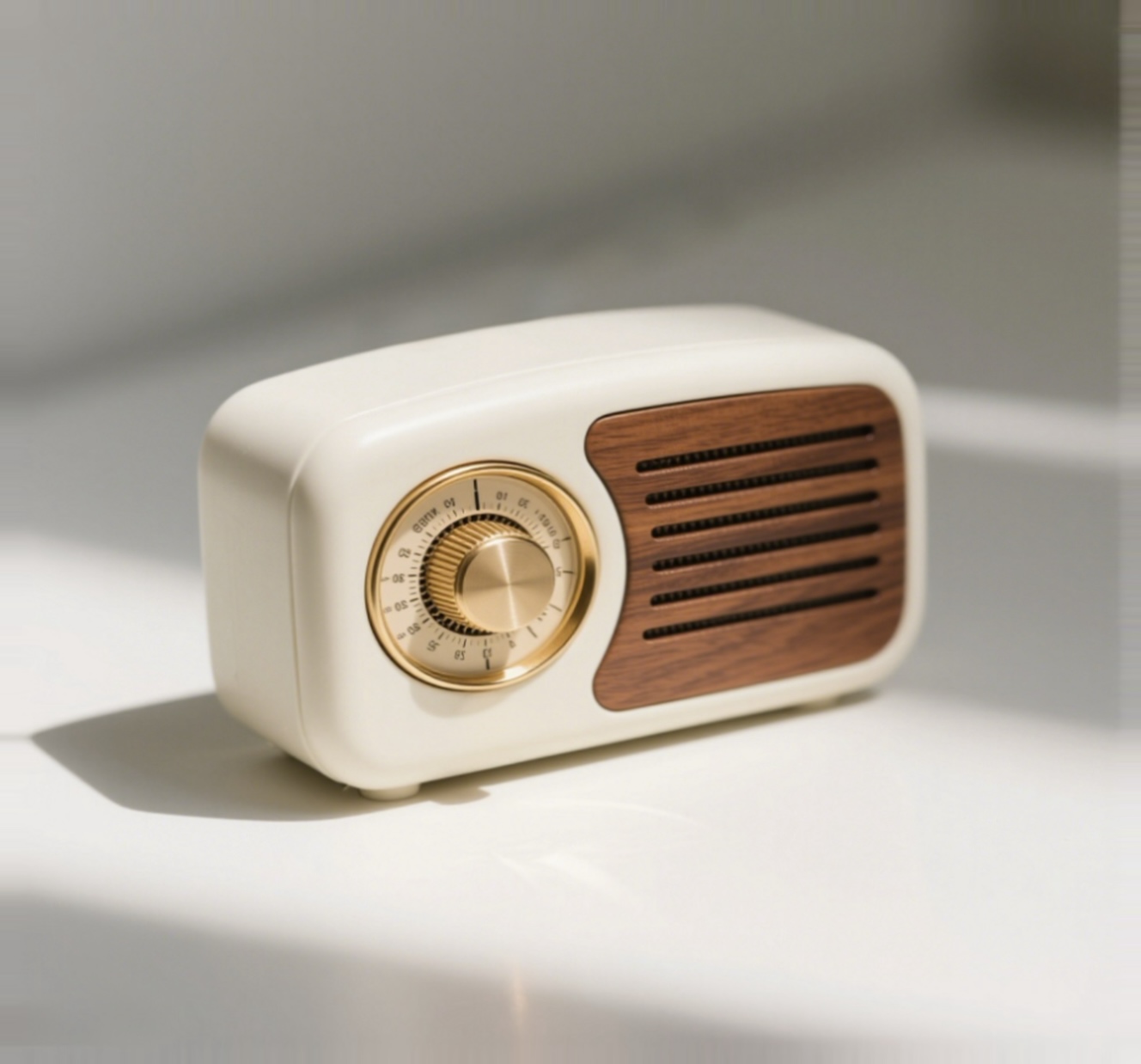 Originální dřevěné rádio s krémovým designem 