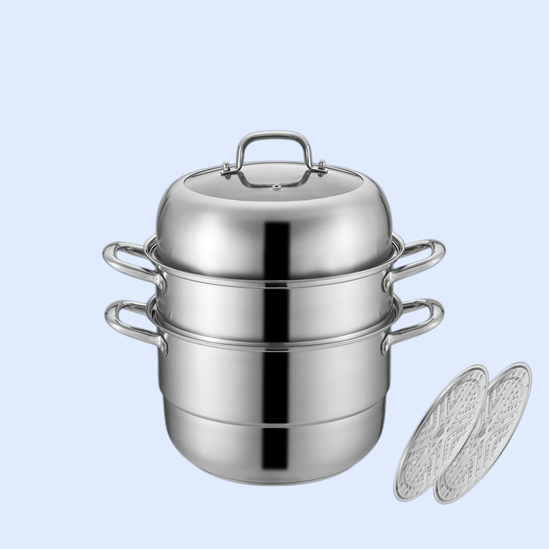 ステンレス製蒸し器 二層式 三層式蒸し器 多層式 304 食品グレード 家庭用電磁調理器用鍋