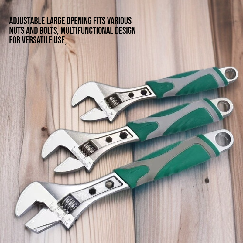 Multi functional large opening adjustable wrench