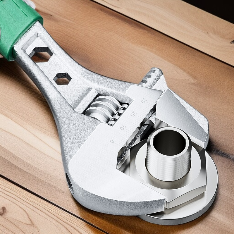 Multi functional large opening adjustable wrench