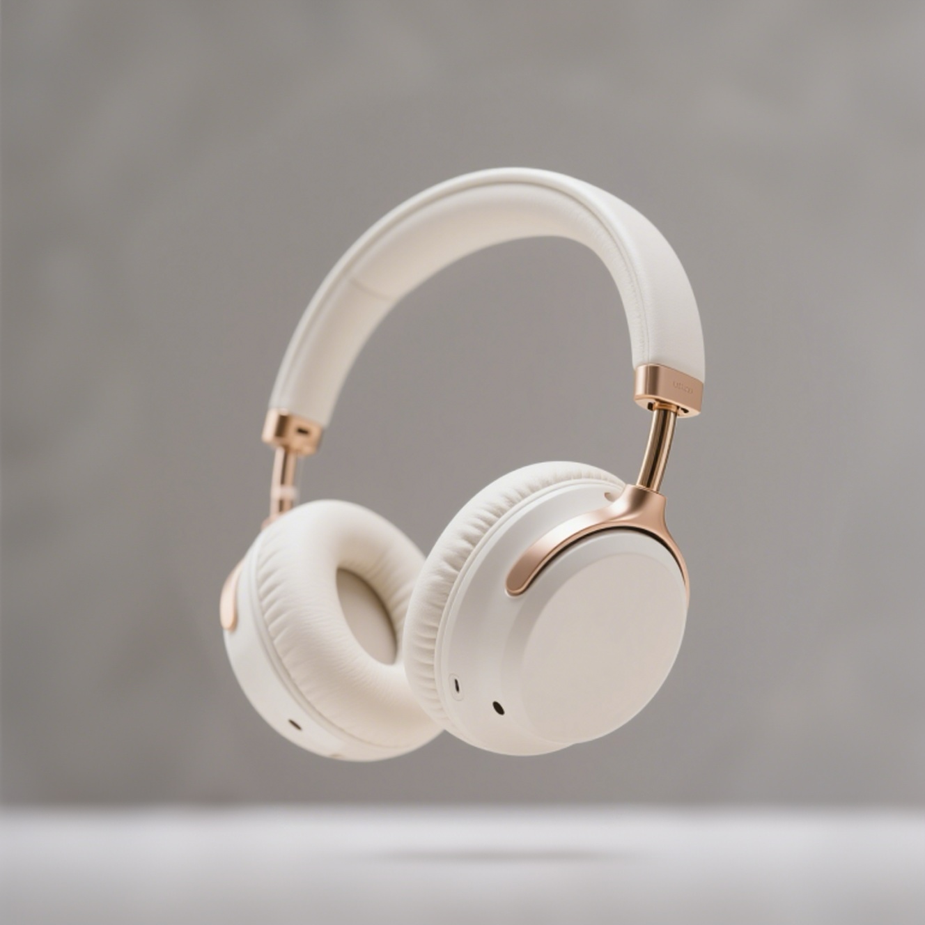 Krémově zbarvená bezdrátová sluchátka přes hlavu