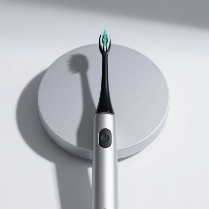  Stříbrno-černý elektrický zubní kartáček 