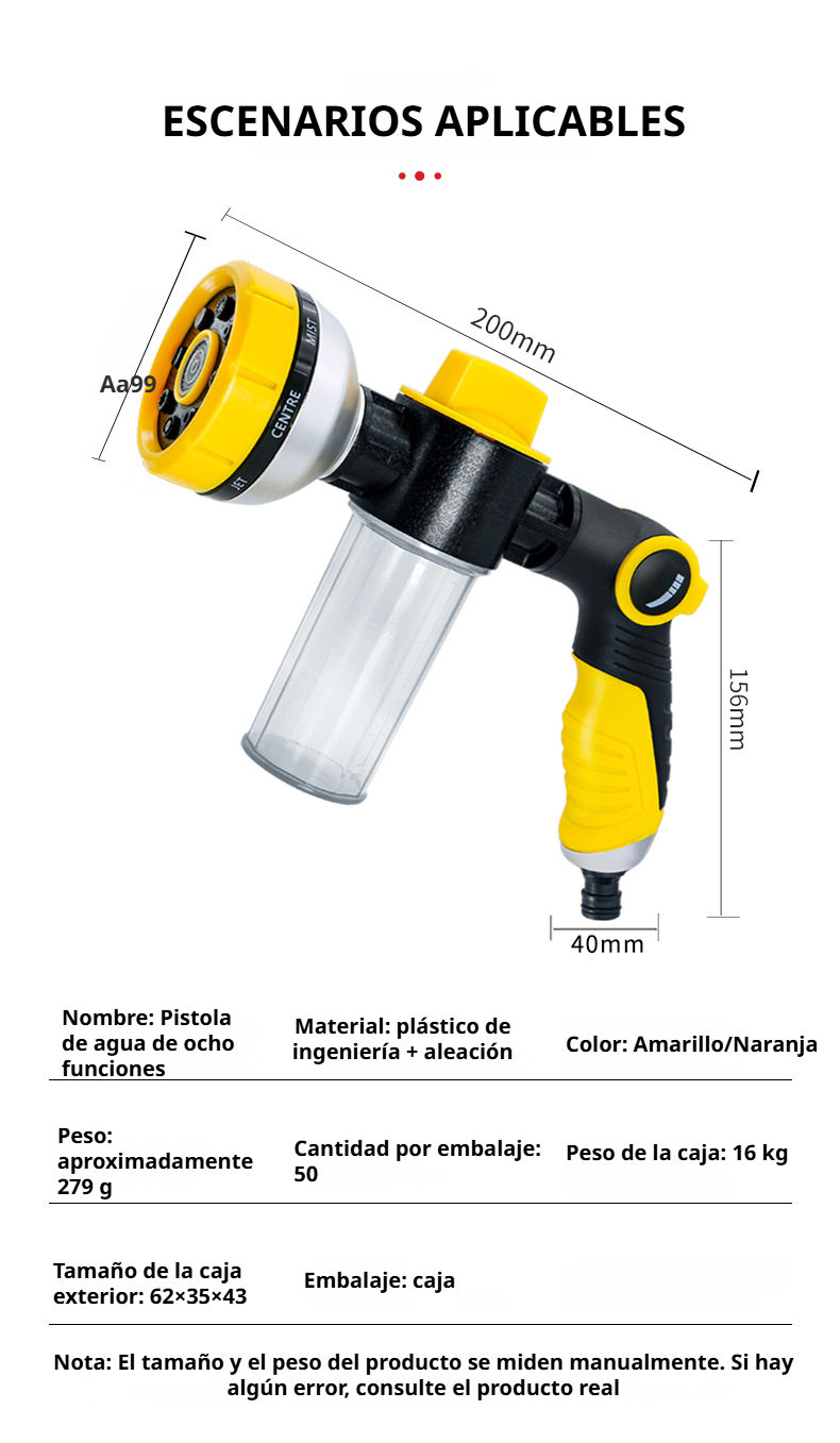Riego preciso de flores y plantas con pistola multifuncional