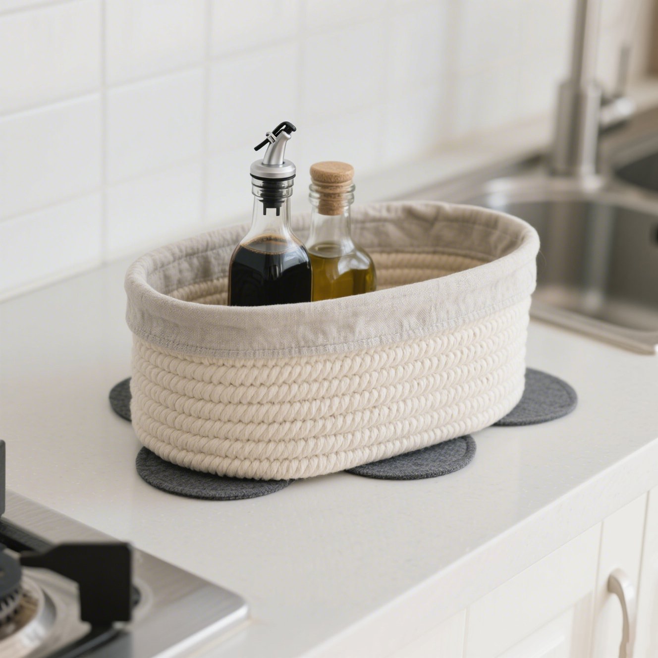 編み込み多用途収納バスケット