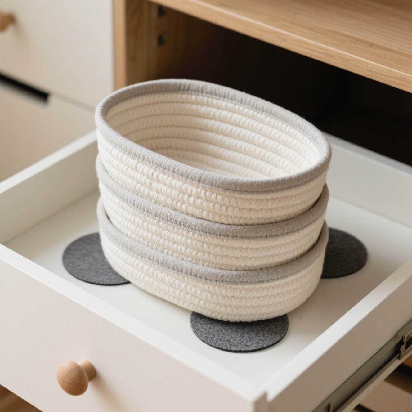 ナチュラル素材の編み込み収納バスケット