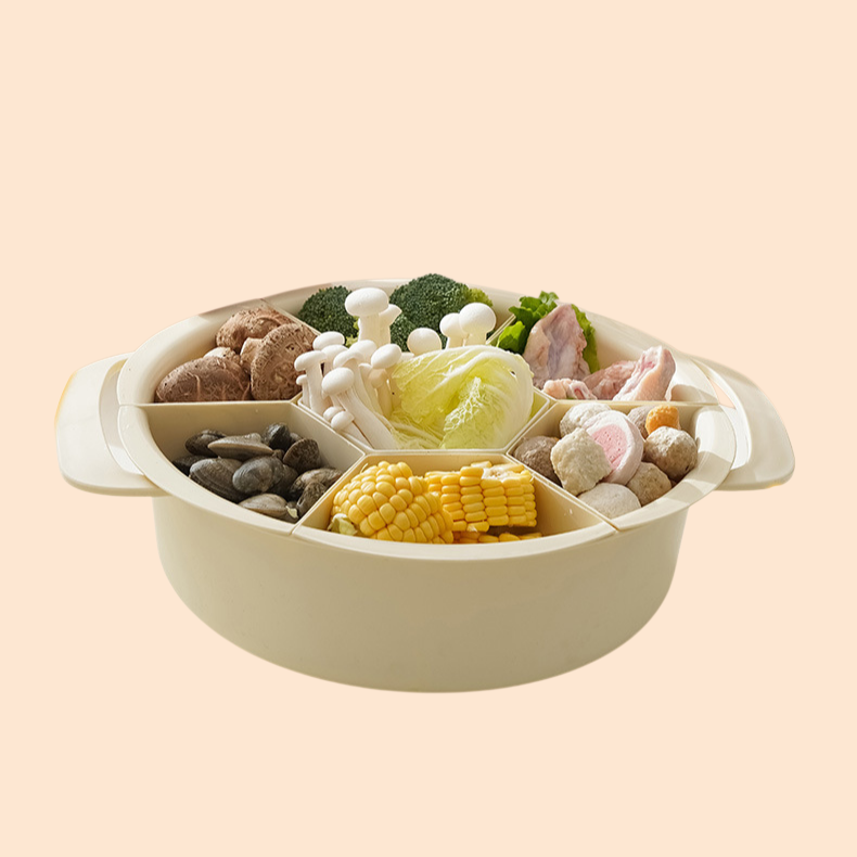 HQL-中国 蓋付き鍋排水バスケット 新鮮さを保つ キッチン 家庭用食器洗いトレイ 野菜準備トレイ 収納 回転式鍋バスケット