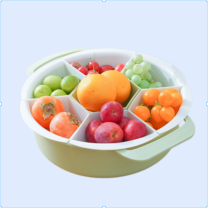 HQL-中国 蓋付き鍋排水バスケット 新鮮さを保つ キッチン 家庭用食器洗いトレイ 野菜準備トレイ 収納 回転式鍋バスケット