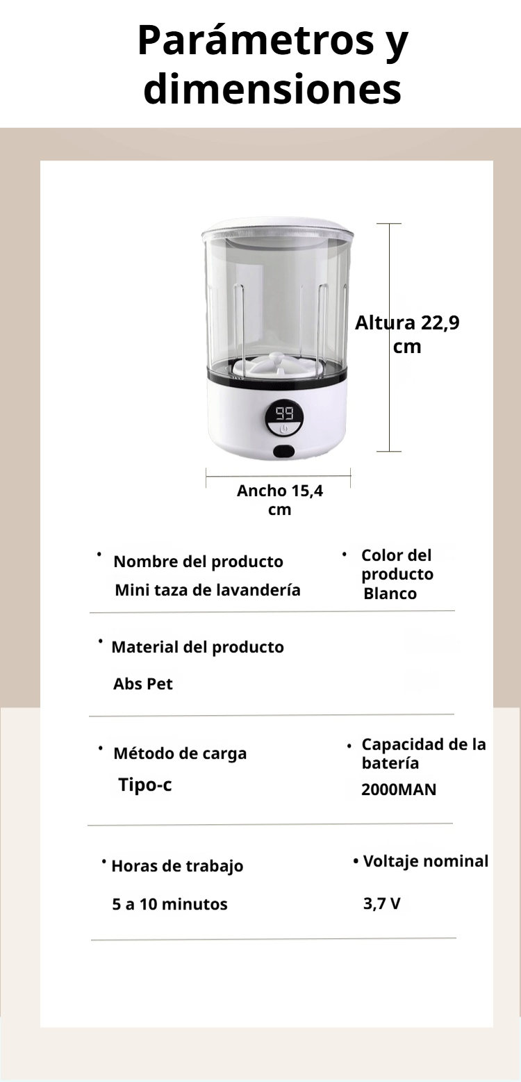 Lavadora portátil para prendas delicadas