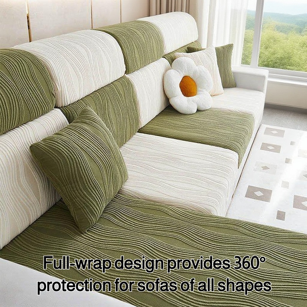 Simple modern solid color sofa cover on a contemporary couch
