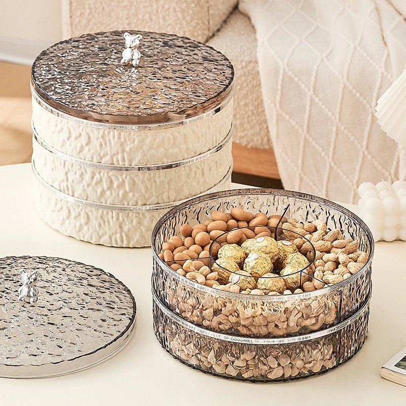 Plato de frutas de varias capas, mesa de centro de la sala de estar, caja de dulces, refrigerios, pl