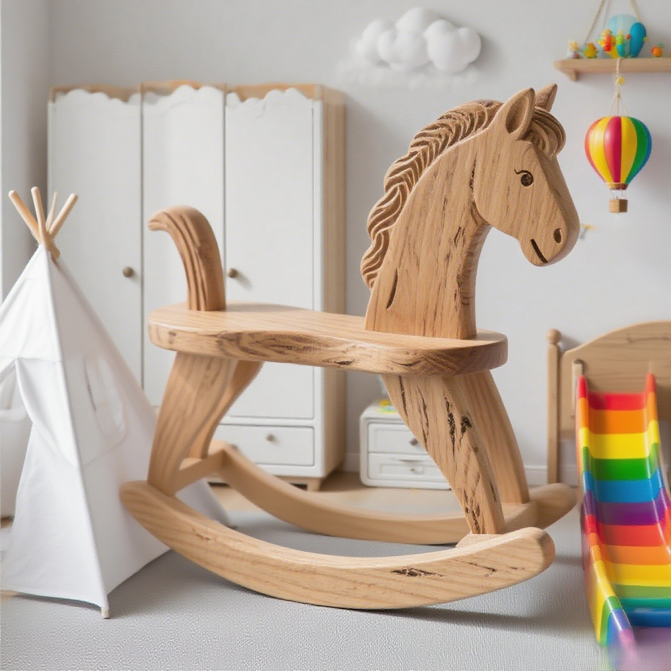  Retro dřevěný houpací koník 
