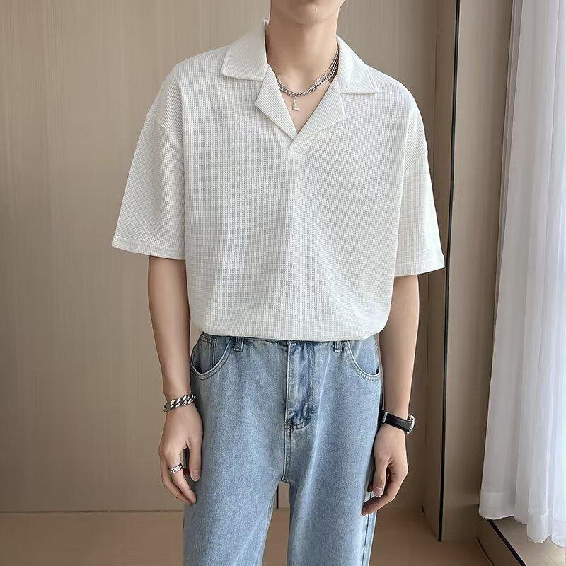 남자 여름 캐주얼 와플 반팔티셔츠 아이스 반팔티셔츠 남자 여름 와플 반팔티셔츠 아이스티셔츠