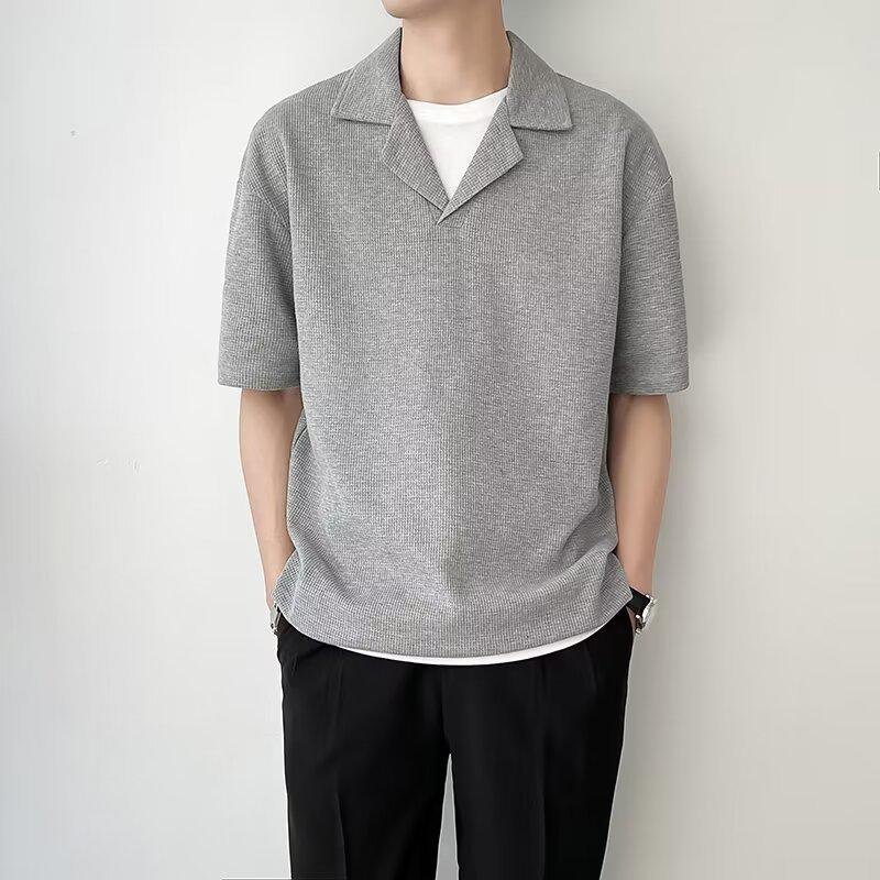 남자 여름 캐주얼 와플 반팔티셔츠 아이스 반팔티셔츠 남자 여름 와플 반팔티셔츠 아이스티셔츠