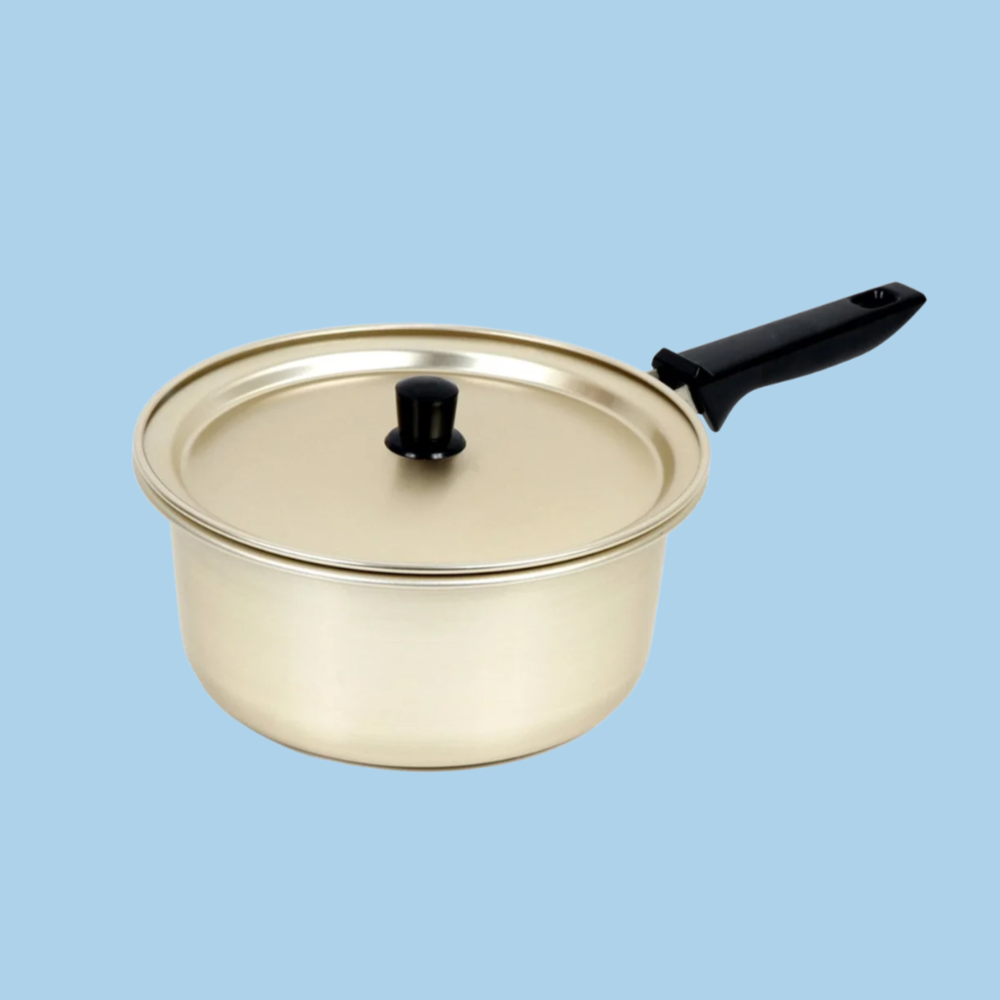 両耳付き家庭用黄アルミ鍋