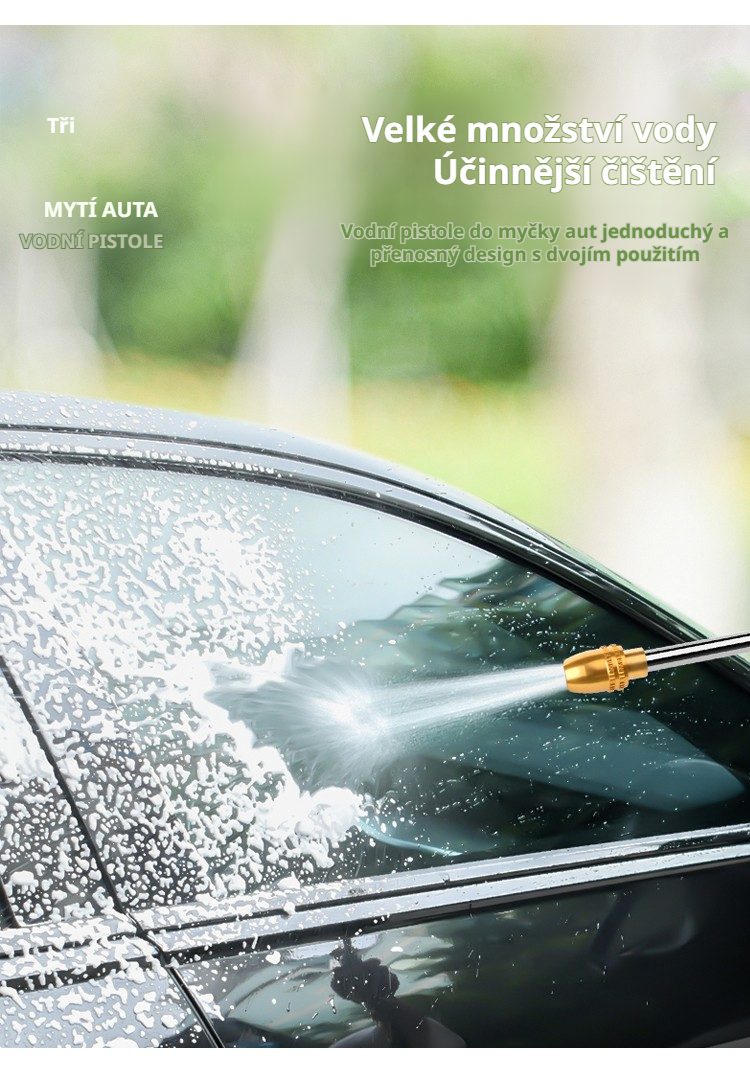 Použití vodní pistole při mytí automobilu