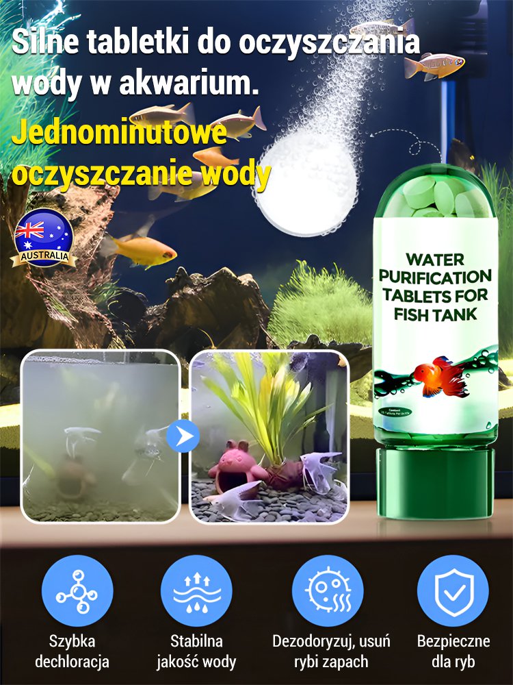 【Jednominutowe oczyszczanie wody】Skuteczne tabletki do oczyszczania wody w akwarium