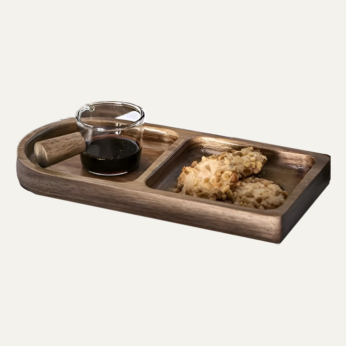 가정용 일본식 나무 타원형 빈티지 칸막이 접시