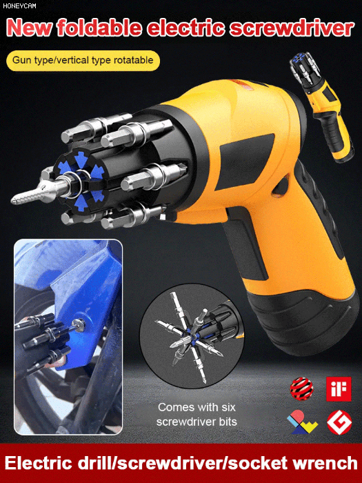 Multifunctional double bearing folding electric screwdriver electric drill