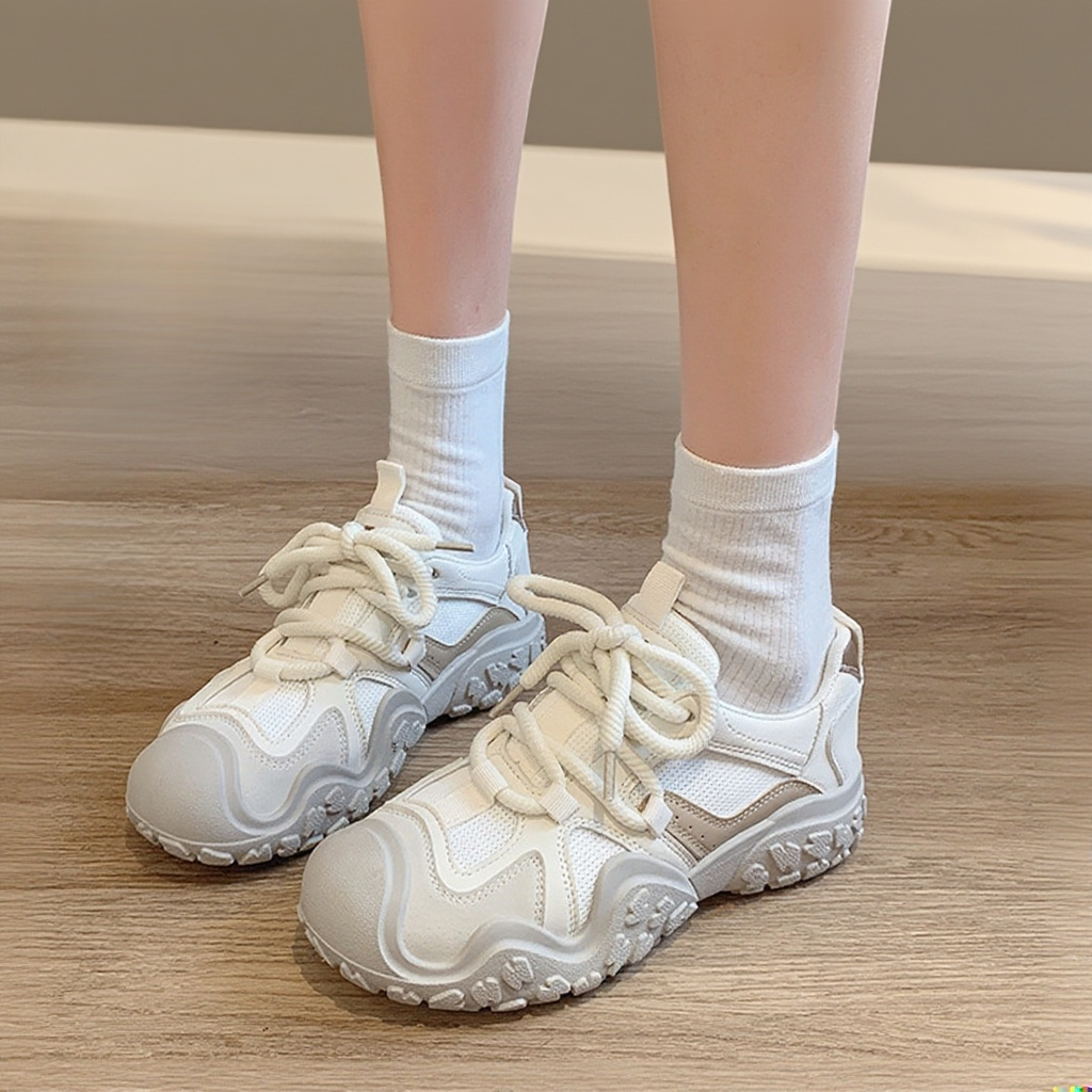 夏用通気性素材のスポーツシューズアップ