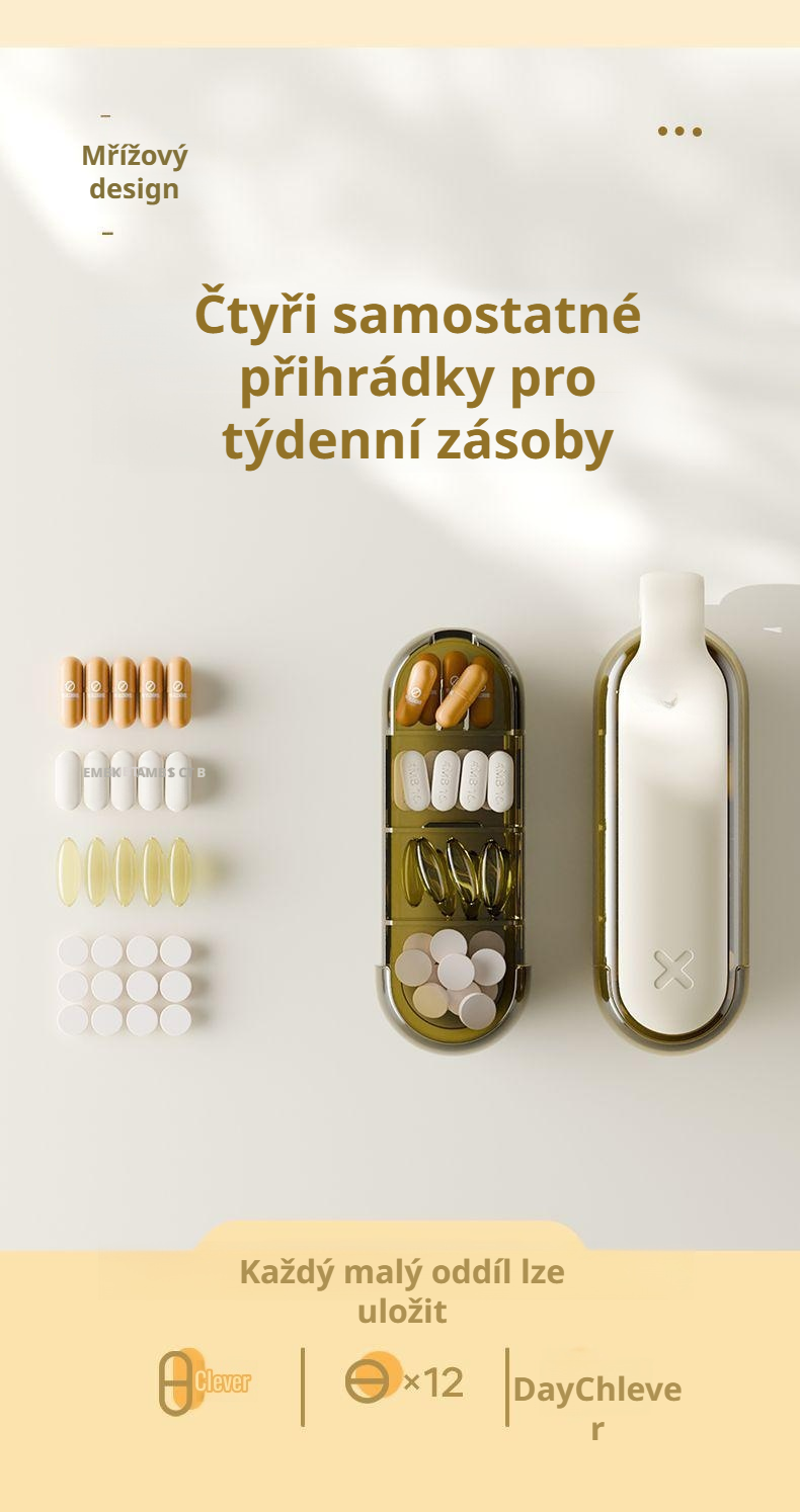 Organizér léků vhodný na cesty i do domácnosti