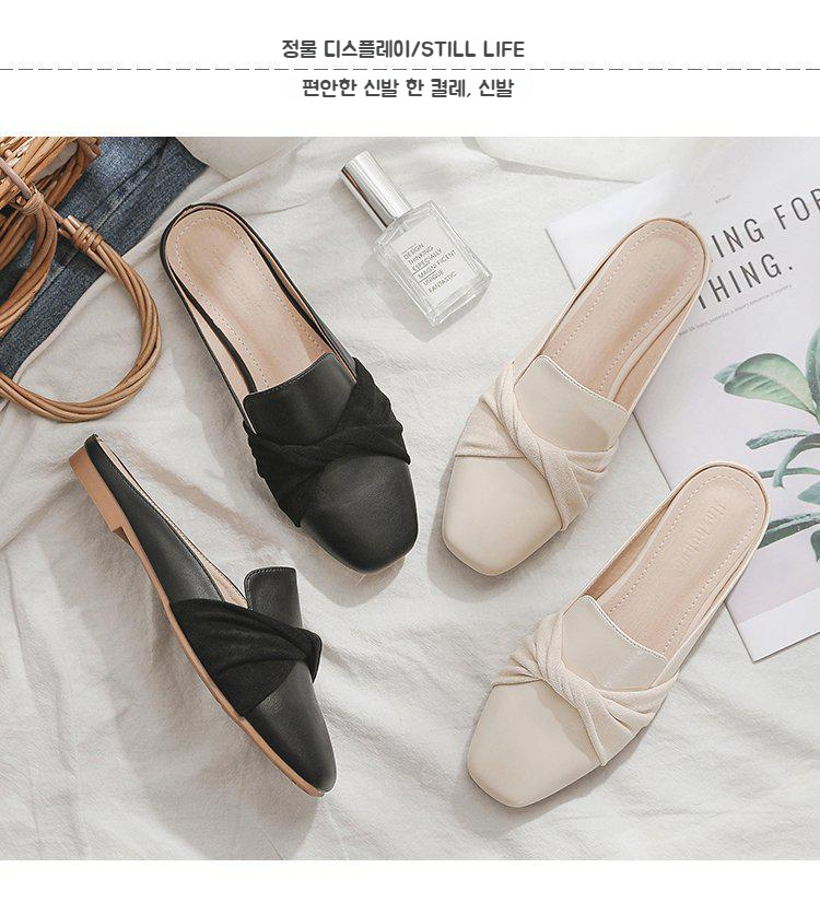 반 토 슈즈 굽 없는 샌들 까르푸 뮬