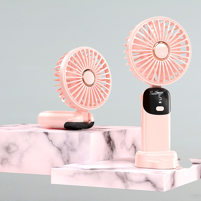 ミニ折りたたみ式インテリジェントデジタル大風力氷感静音ハンドヘルドファン