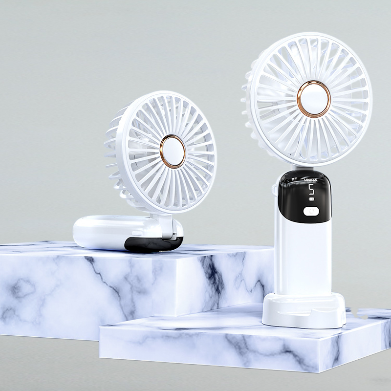ミニ折りたたみ式インテリジェントデジタル大風力氷感静音ハンドヘルドファン
