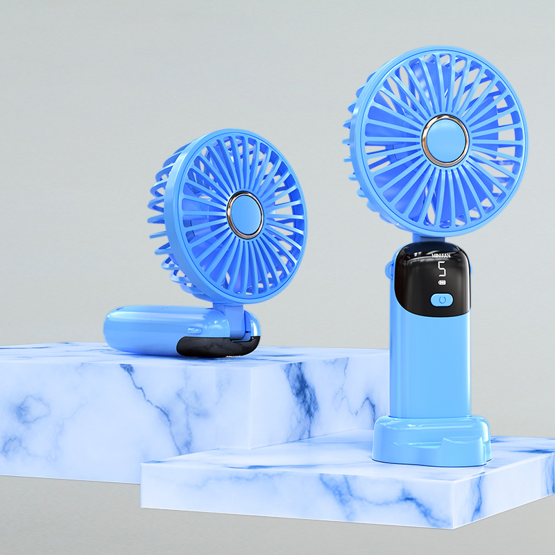 ミニ折りたたみ式インテリジェントデジタル大風力氷感静音ハンドヘルドファン