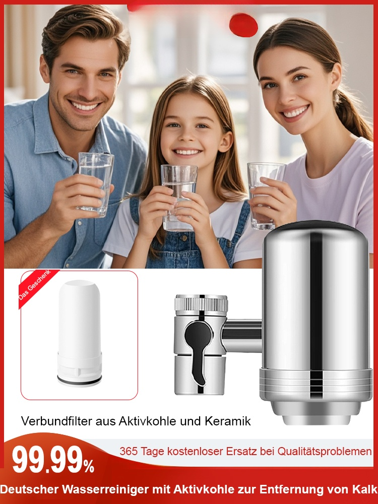 【Kein Einbau erforderlich, Filtereinsatz inklusive】Edelstahl-Wasserhahn zur direkten Trinkwasserfilt