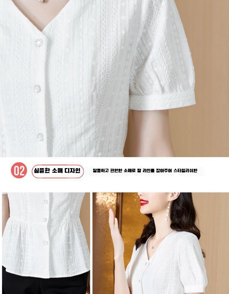 편안한 착용감의 중년 엄마 블라우스 후면