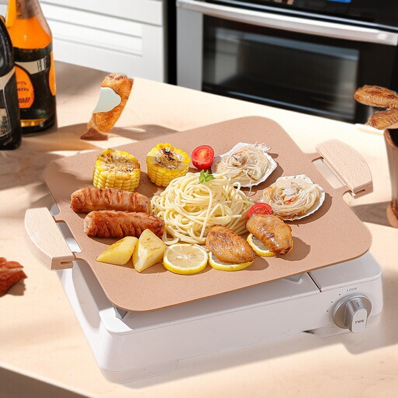 Placa de barbacoa coreana para acampar al aire libre, piedra médica, bandeja para hornear antiadhere