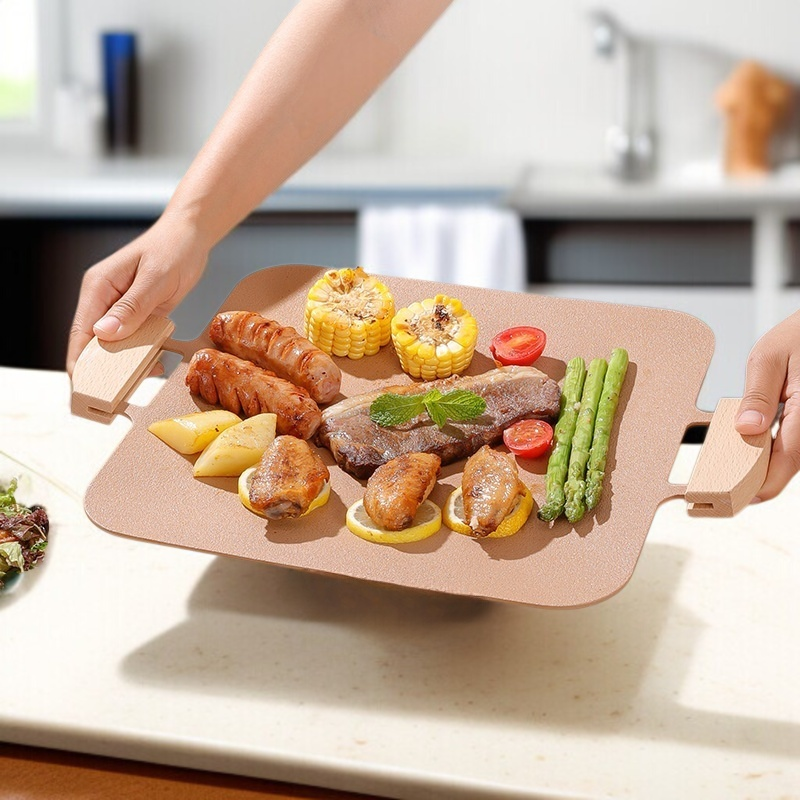 Placa de barbacoa coreana para acampar al aire libre, piedra médica, bandeja para hornear antiadhere