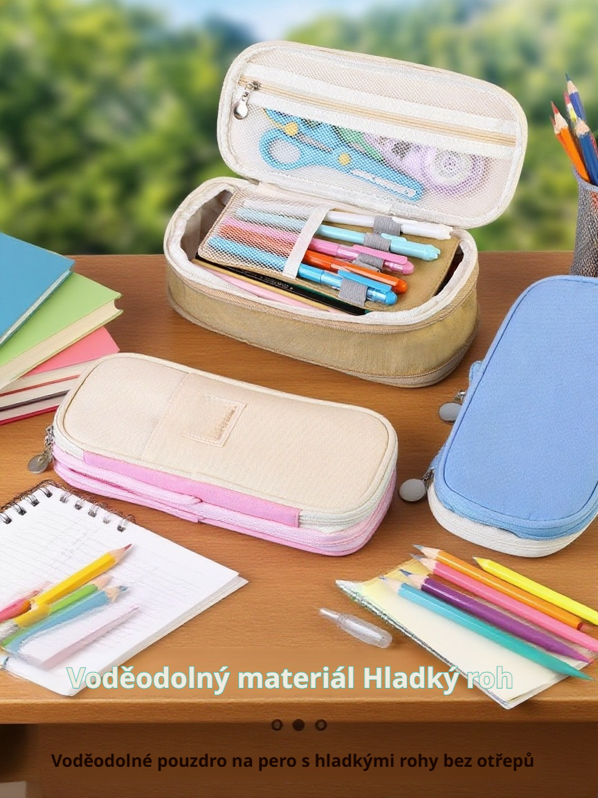 Detail zipu na pouzdru Highcolor v makronkových barvách