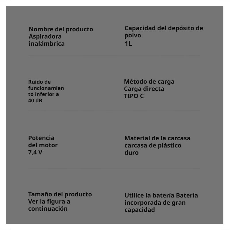  Aspiradora inalámbrica multifuncional de alta potencia