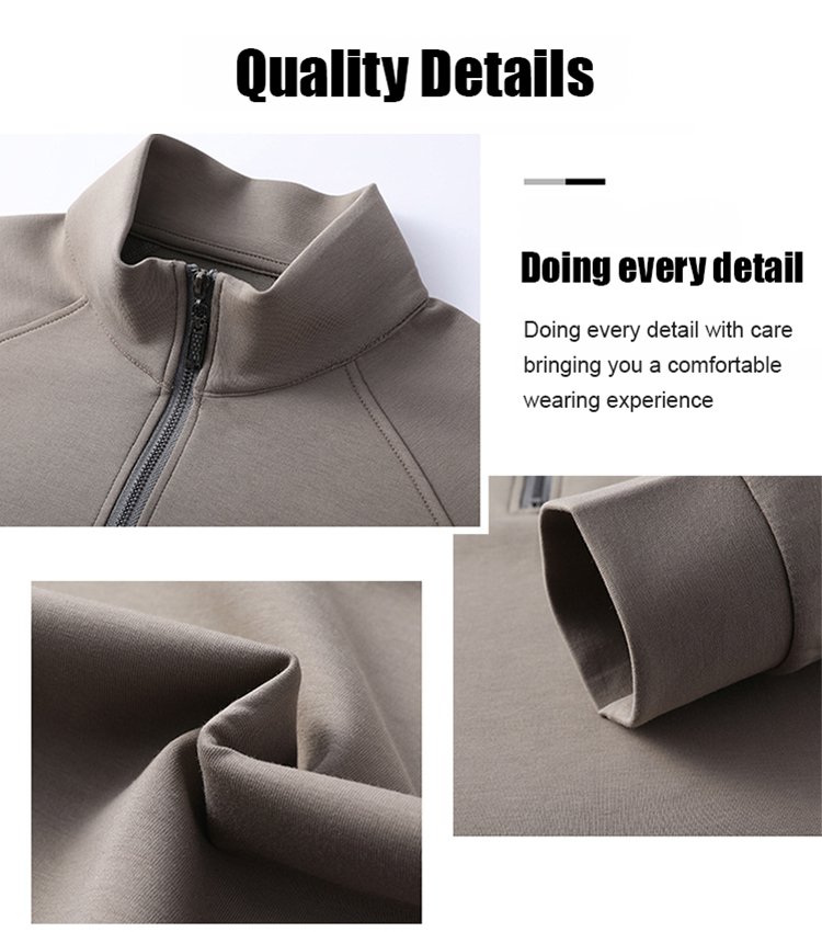 Half-zip stand collar sweatshirt