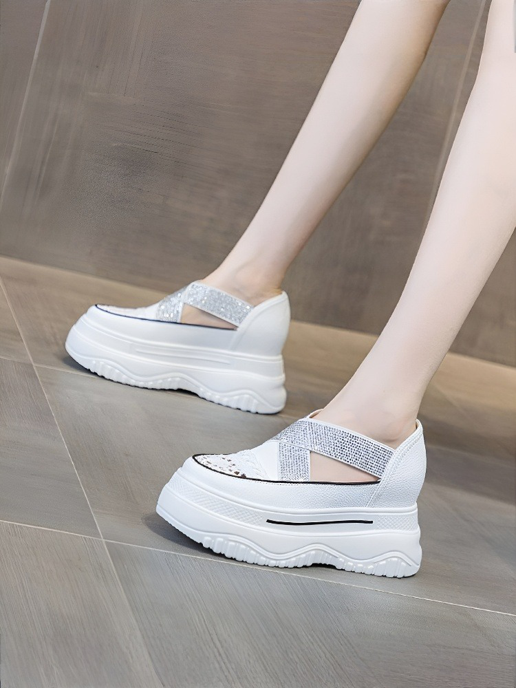 Healthy-foot   صنادل منصة مرصعة بأحجار الراين للنساء