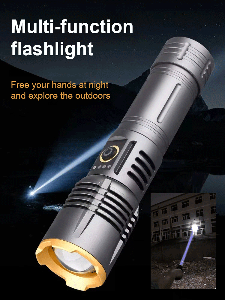 [200㎡Large Flood Aperture] Telescopic Focus High-Light Aluminum Alloy Flashlight