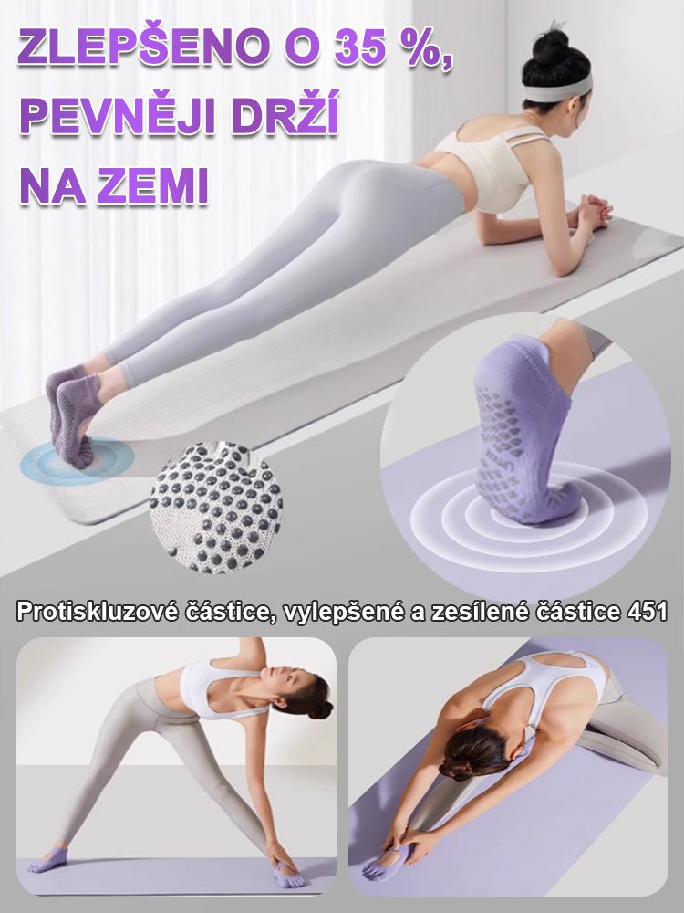 Protiskluzové jóga ponožky s pěti prsty