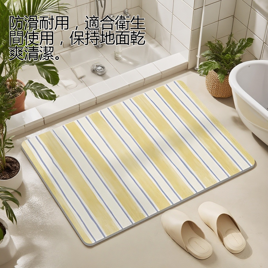 衛生間簡約條紋矽藻泥地墊