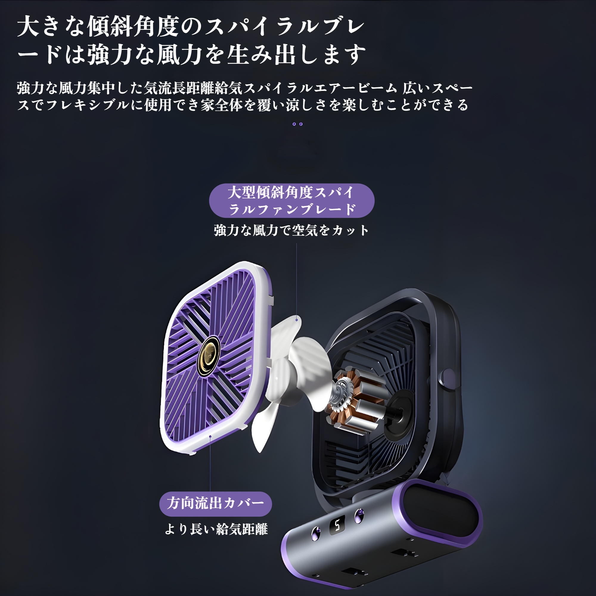 デジタルスクリーンシェーキングファン アウトドアキャンプファン ナイトライト 多機能充電式循環ファン テントギフト