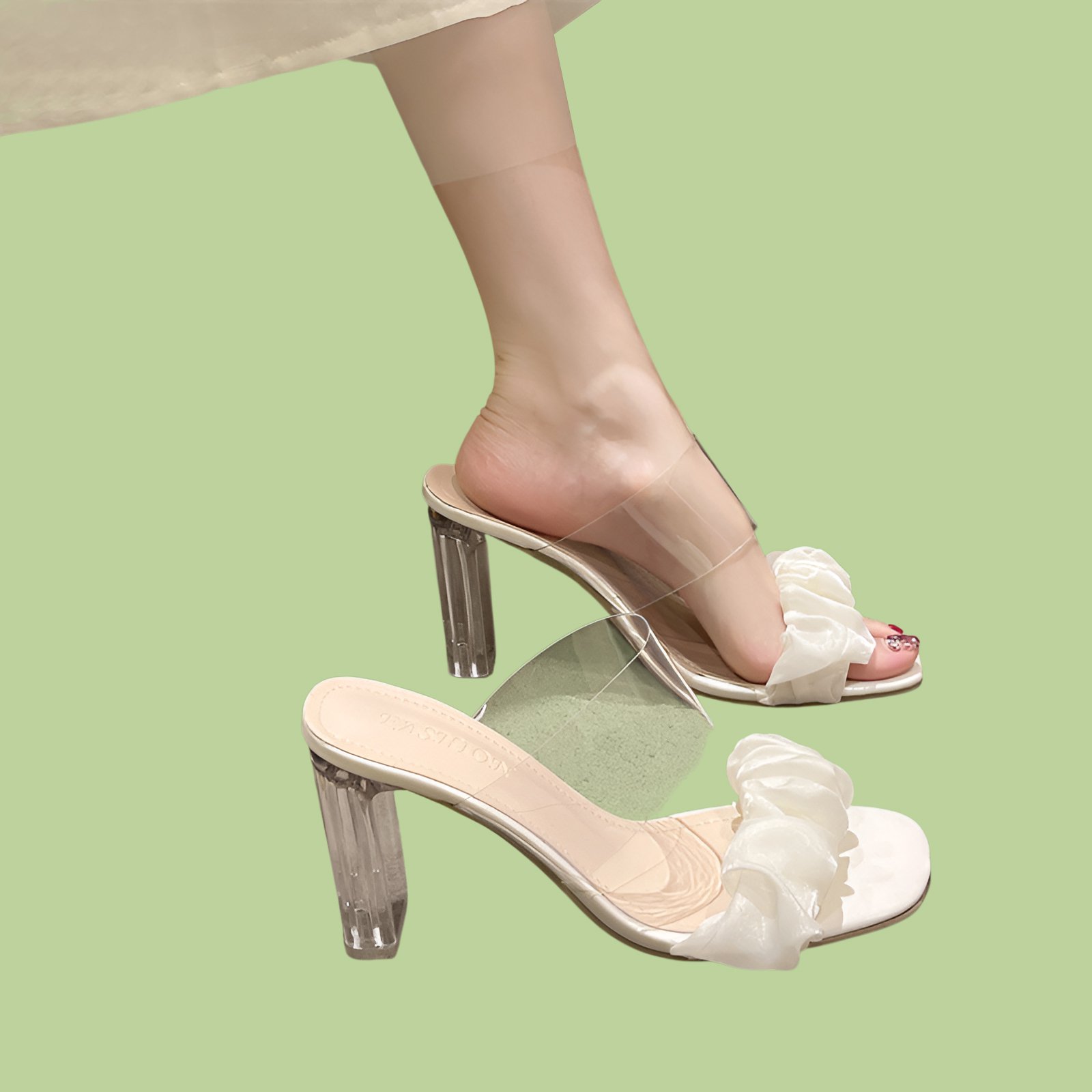 Fashionable square toe thick heel high-heeled sandals