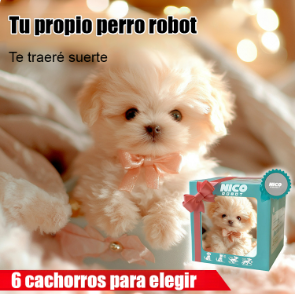 Perro robot de peluche corto.