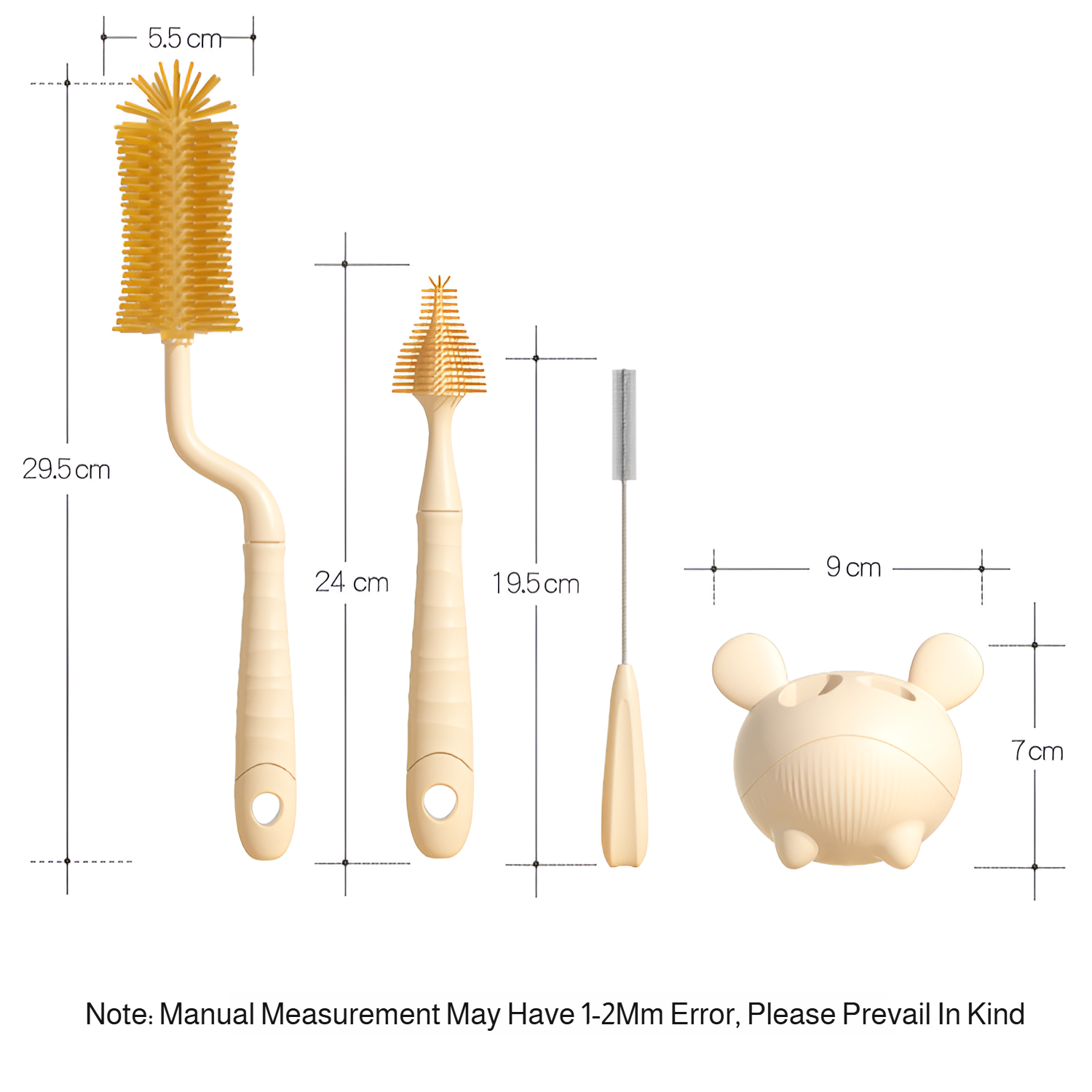 Nano silver silicone bottle brush four-piece set water cup bottle nipple straw brush baby bottle spe