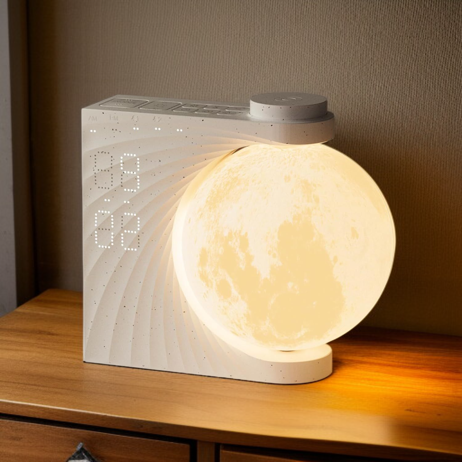 Colorful moon light wake-up clock with breathing light
