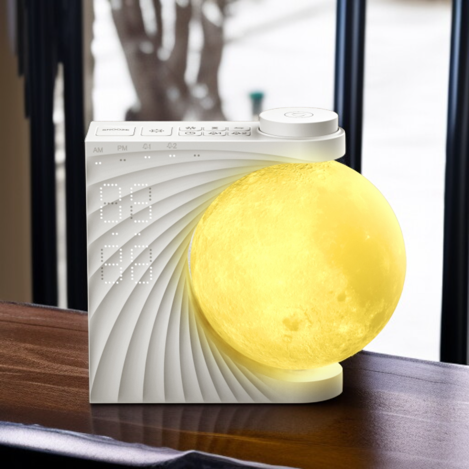 Colorful atmosphere moon light wake-up light breathing light three-speed dimming clock dual alarm cl