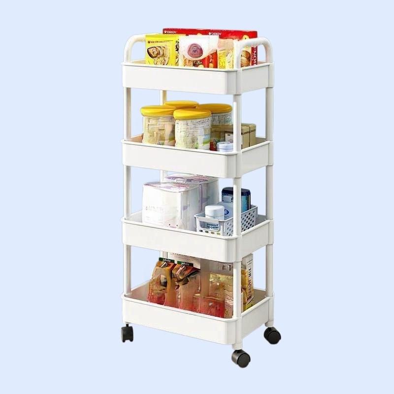 移動式ベッドサイドクリーム風多層ワゴン